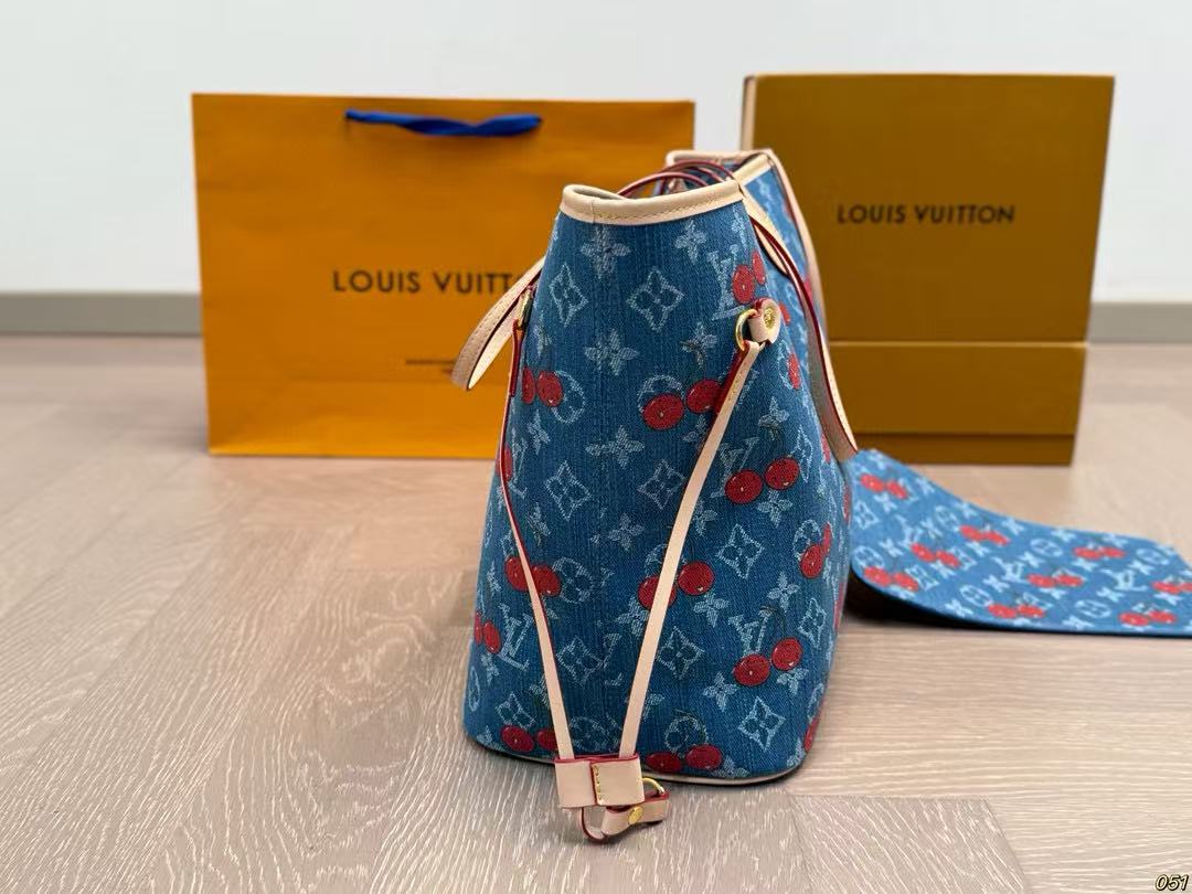 LVチェリーデニムショッピングバッグ【50％割引+送料無料】