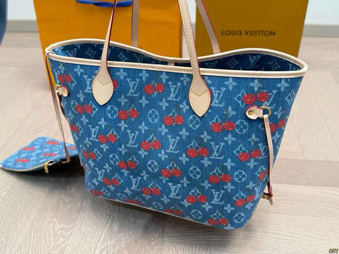 LVチェリーデニムショッピングバッグ【50％割引+送料無料】