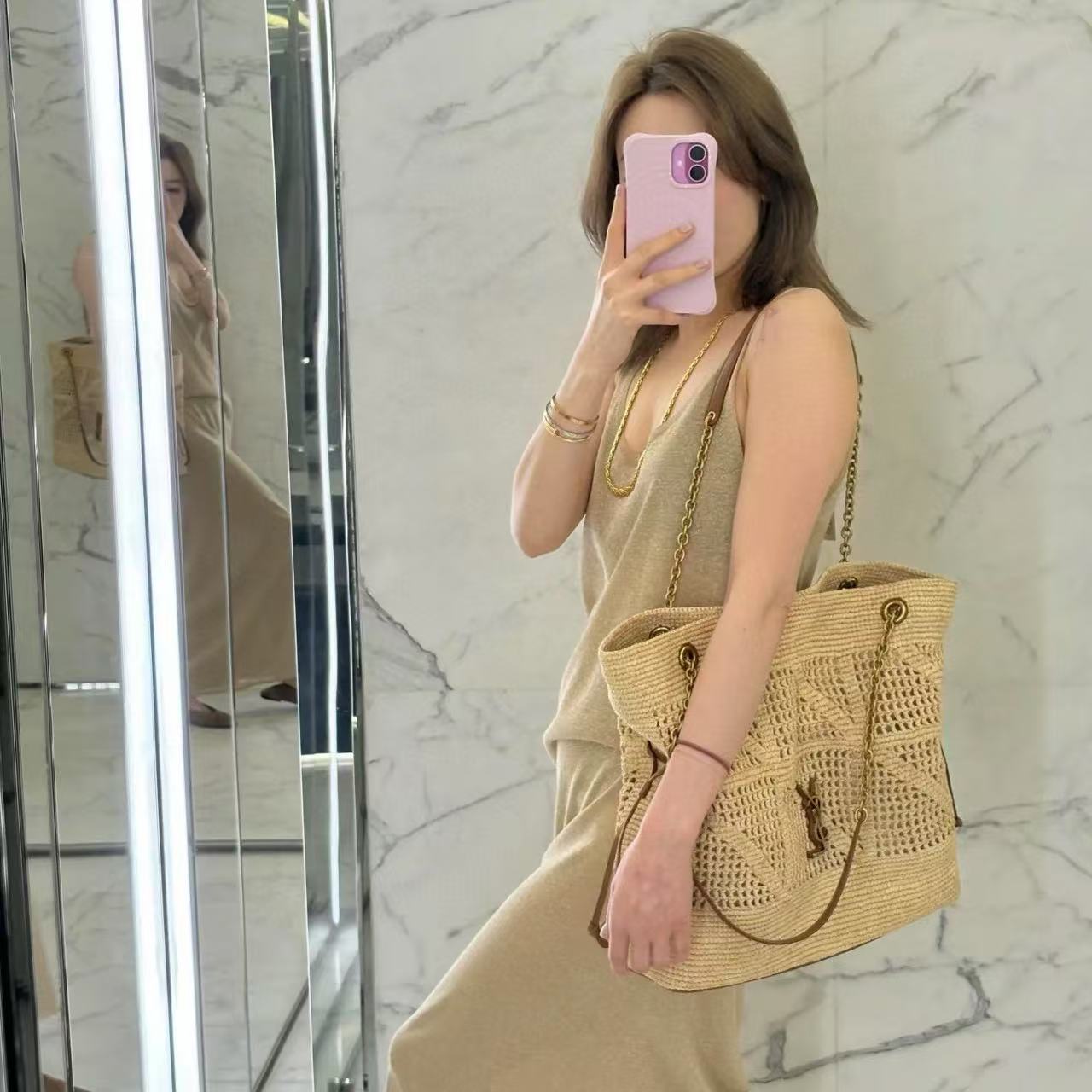 YSL ストロー ショッピングバッグ【50％割引+送料無料】