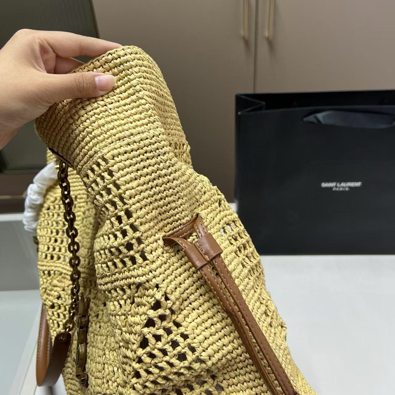 YSL ストロー ショッピングバッグ【50％割引+送料無料】