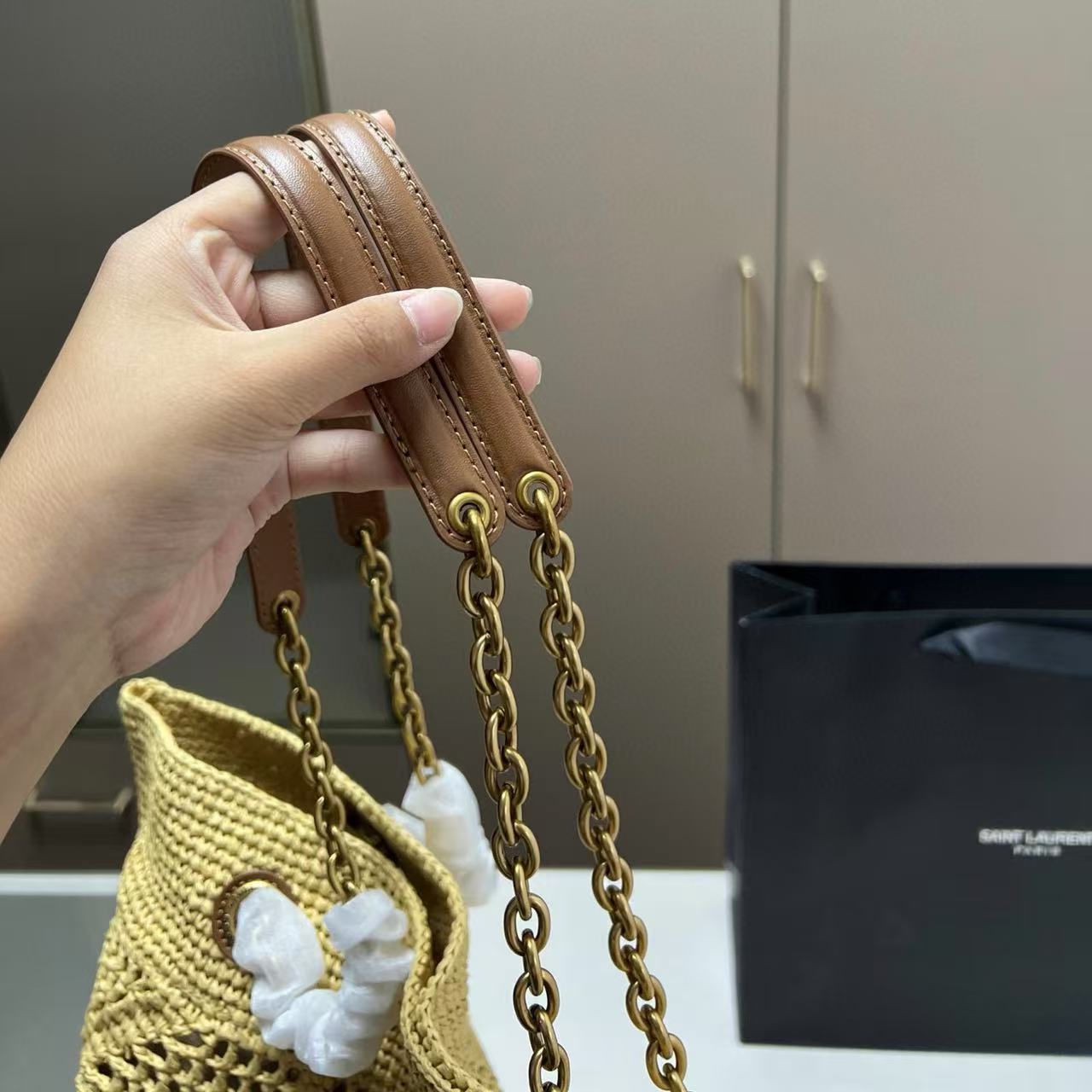 YSL ストロー ショッピングバッグ【50％割引+送料無料】