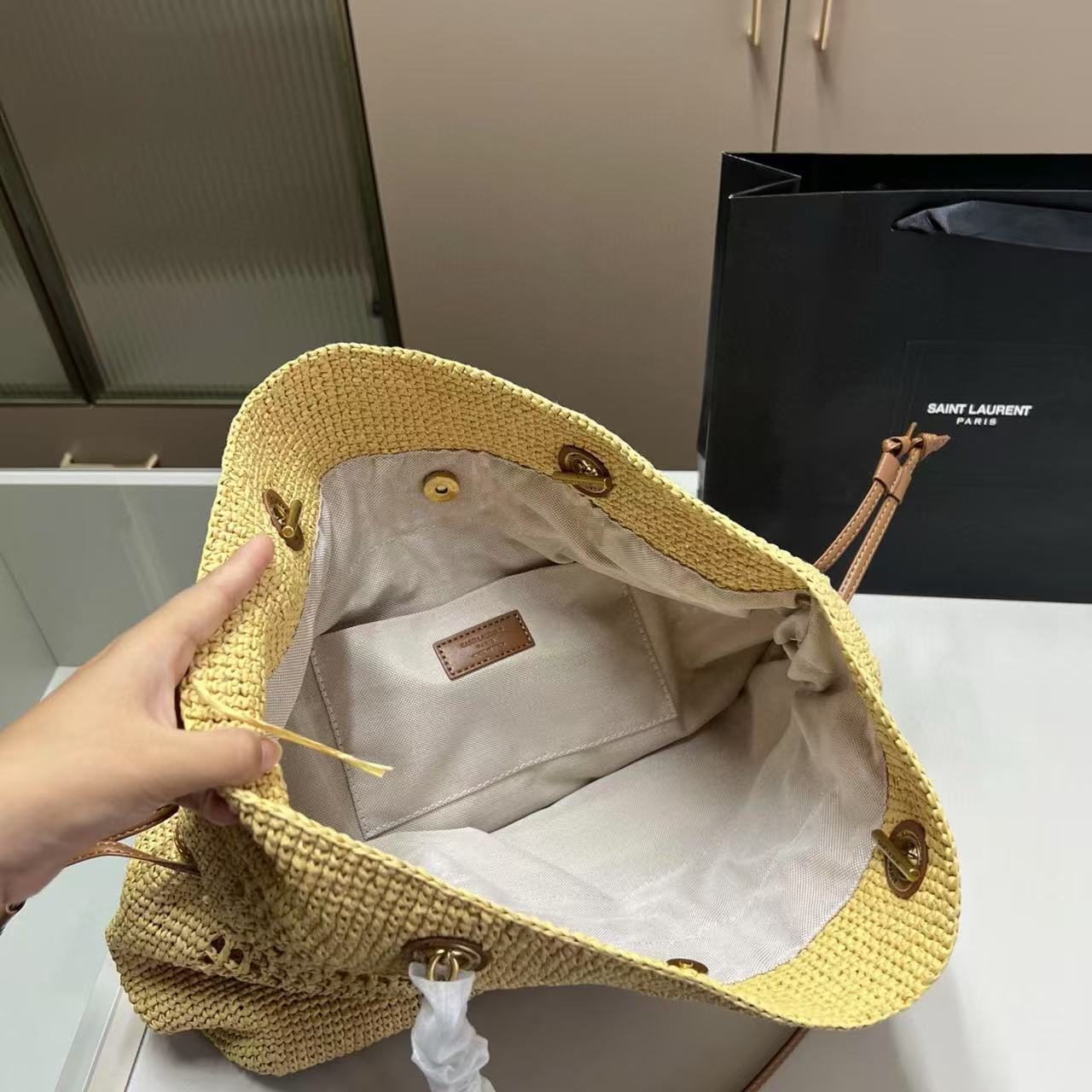 YSL ストロー ショッピングバッグ【50％割引+送料無料】