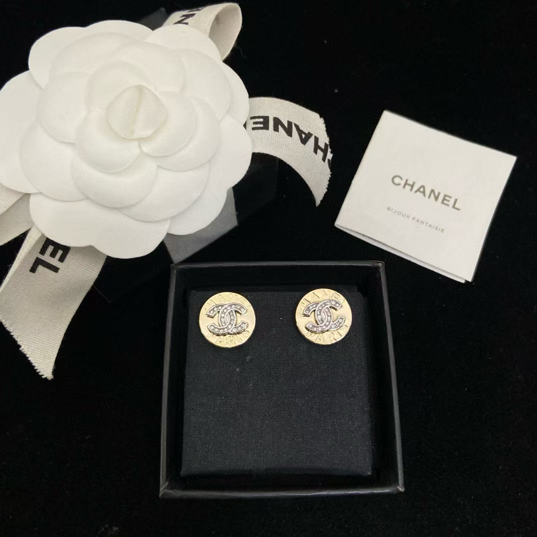 CHANE1 ダブルC ラウンドイヤリング + ネックレス 2点セット【50％割引+送料無料】