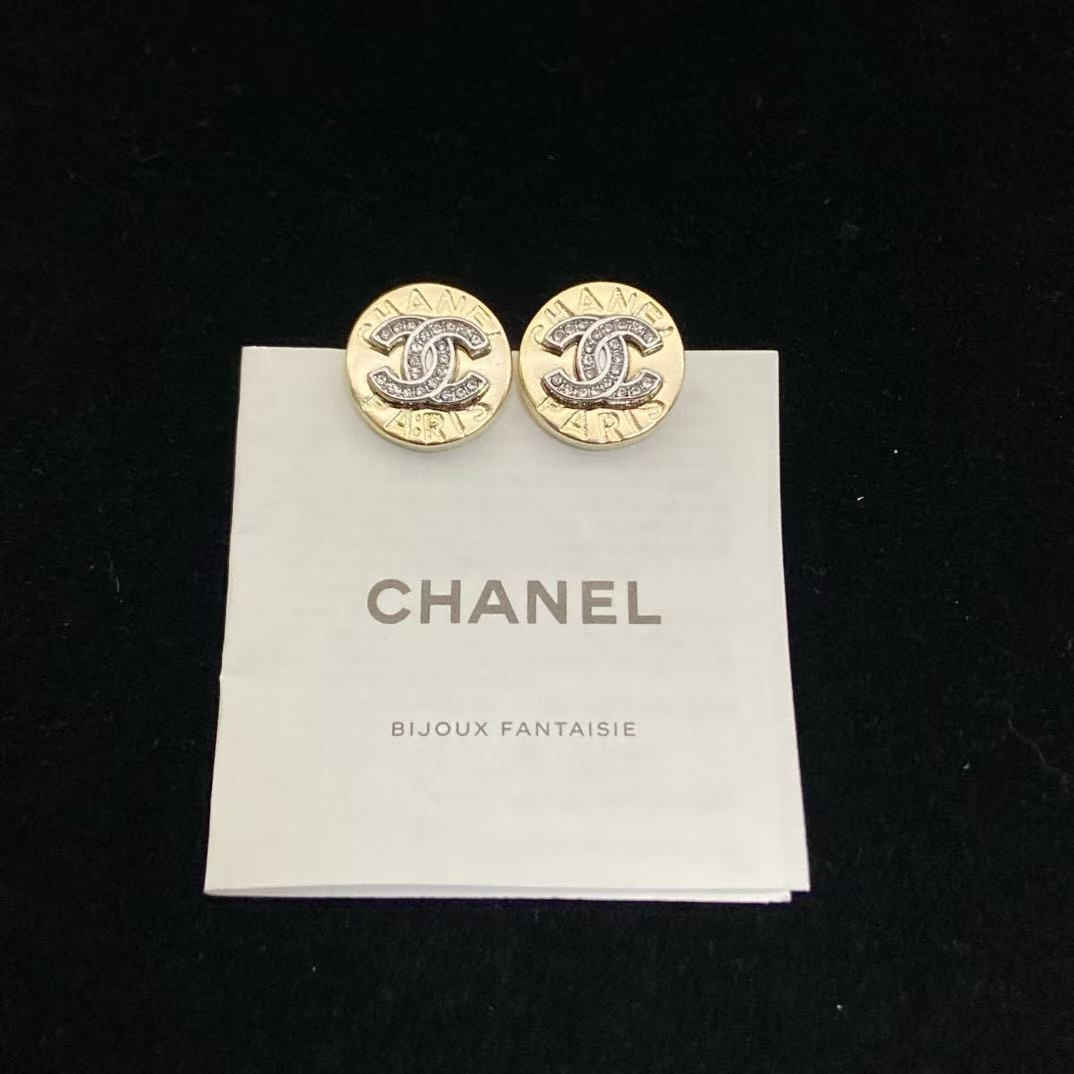 CHANE1 ダブルC ラウンドイヤリング + ネックレス 2点セット【50％割引+送料無料】