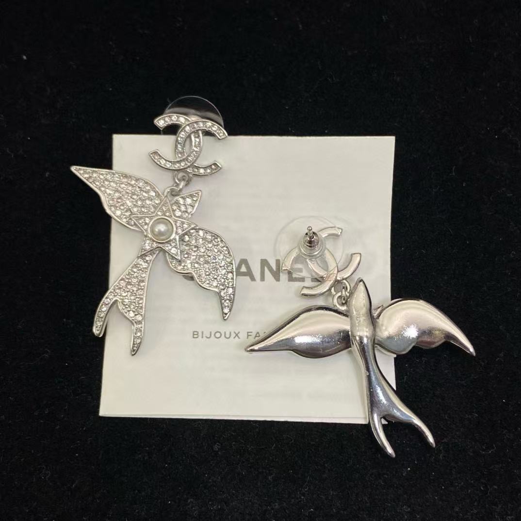 CHANE1 ダブルC バード ダイヤモンド イヤリング【50％割引+送料無料】