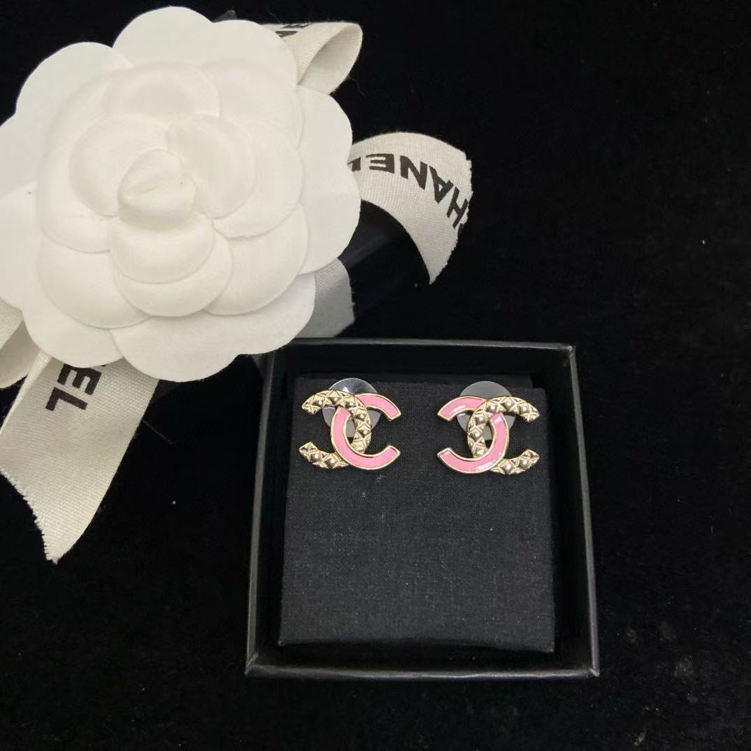 CHANE1 ピンク ダブルC イヤリング【50％割引+送料無料】