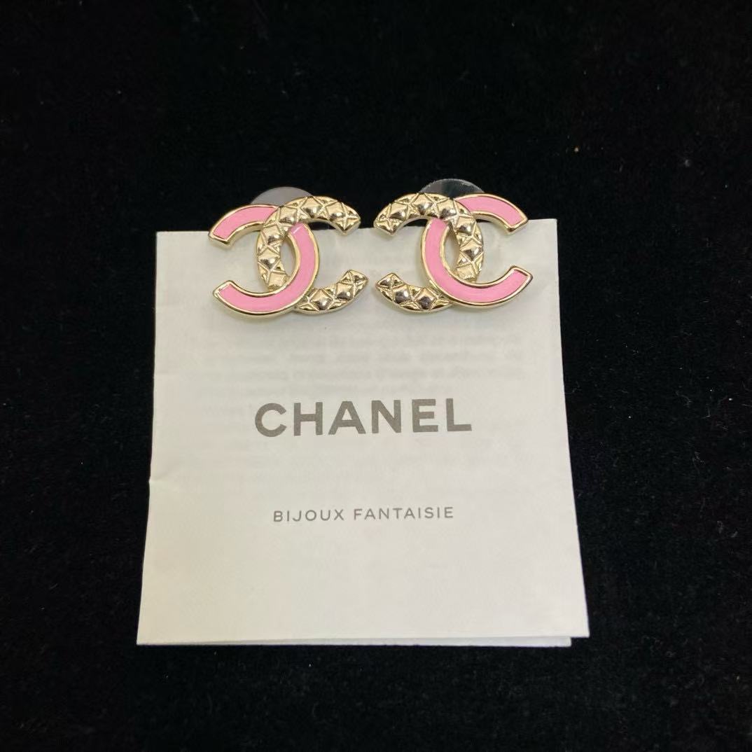 CHANE1 ピンク ダブルC イヤリング【50％割引+送料無料】