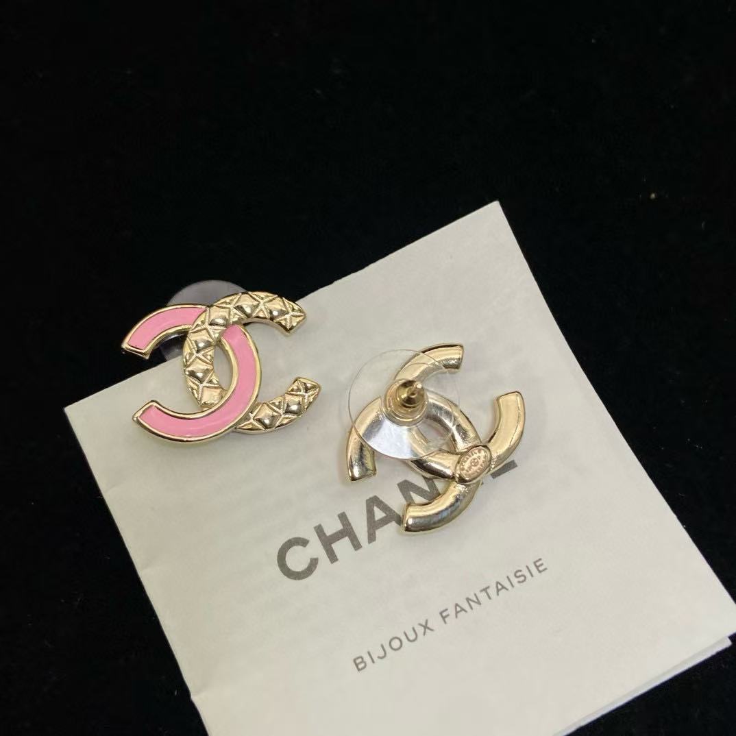 CHANE1 ピンク ダブルC イヤリング【50％割引+送料無料】