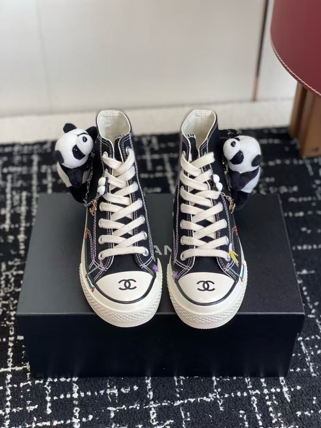 CHANE1 高品質チェーンキャンバスハイトップシューズ【50％割引+送料無料】