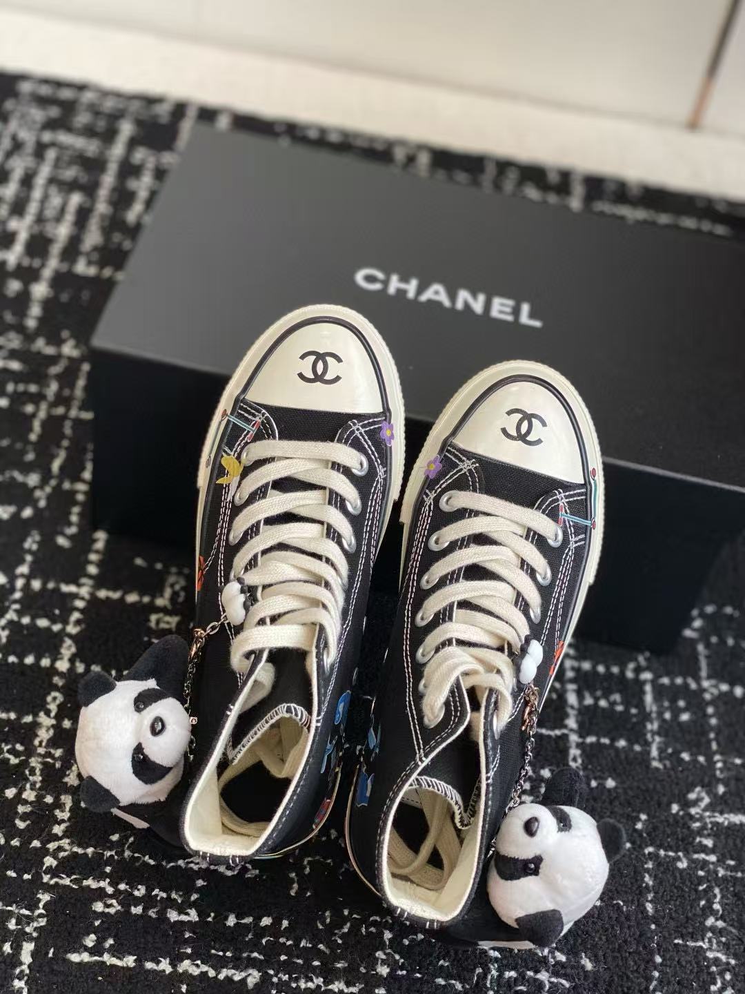 CHANE1 高品質チェーンキャンバスハイトップシューズ【50％割引+送料無料】