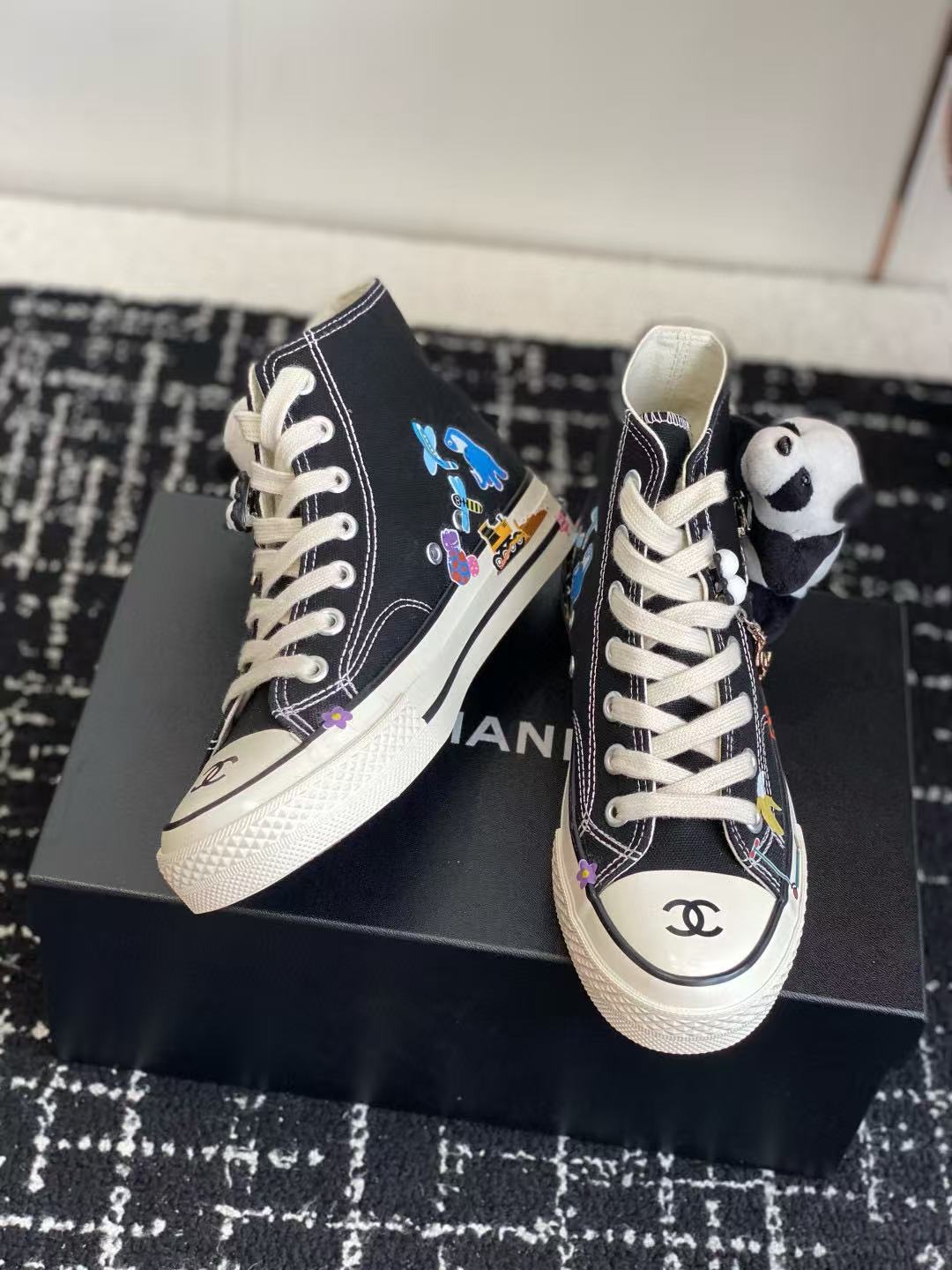 CHANE1 高品質チェーンキャンバスハイトップシューズ【50％割引+送料無料】