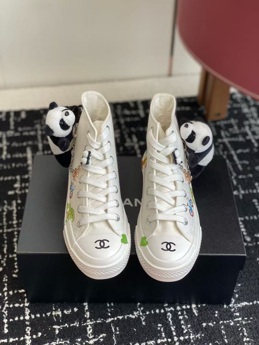 CHANE1 高品質チェーンキャンバスハイトップシューズ【50％割引+送料無料】