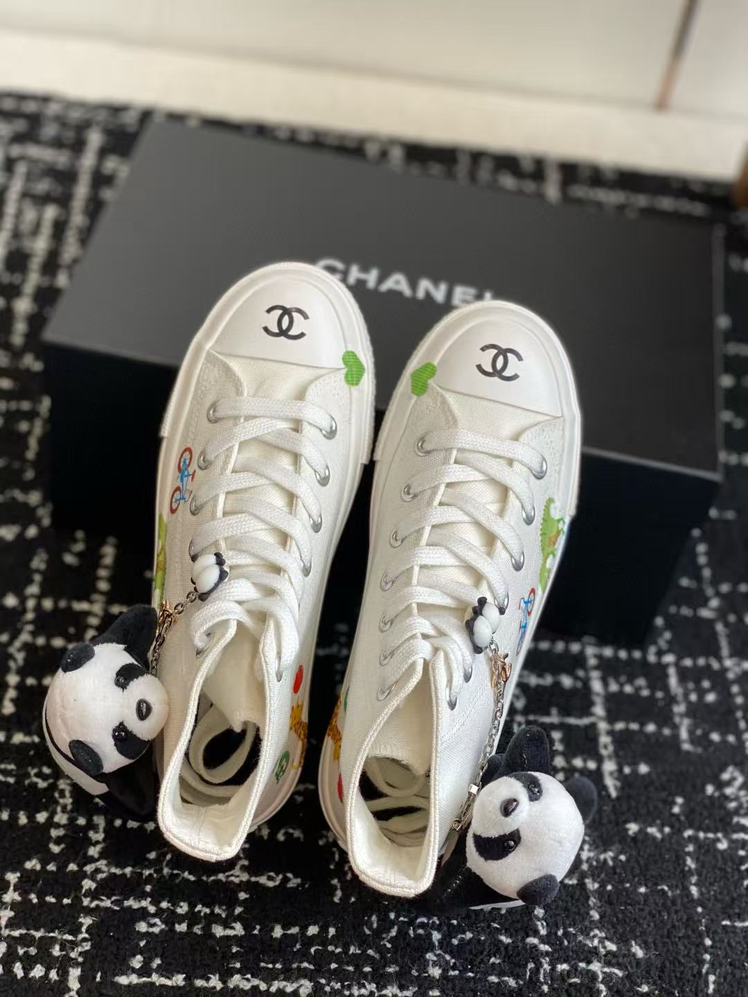 CHANE1 高品質チェーンキャンバスハイトップシューズ【50％割引+送料無料】