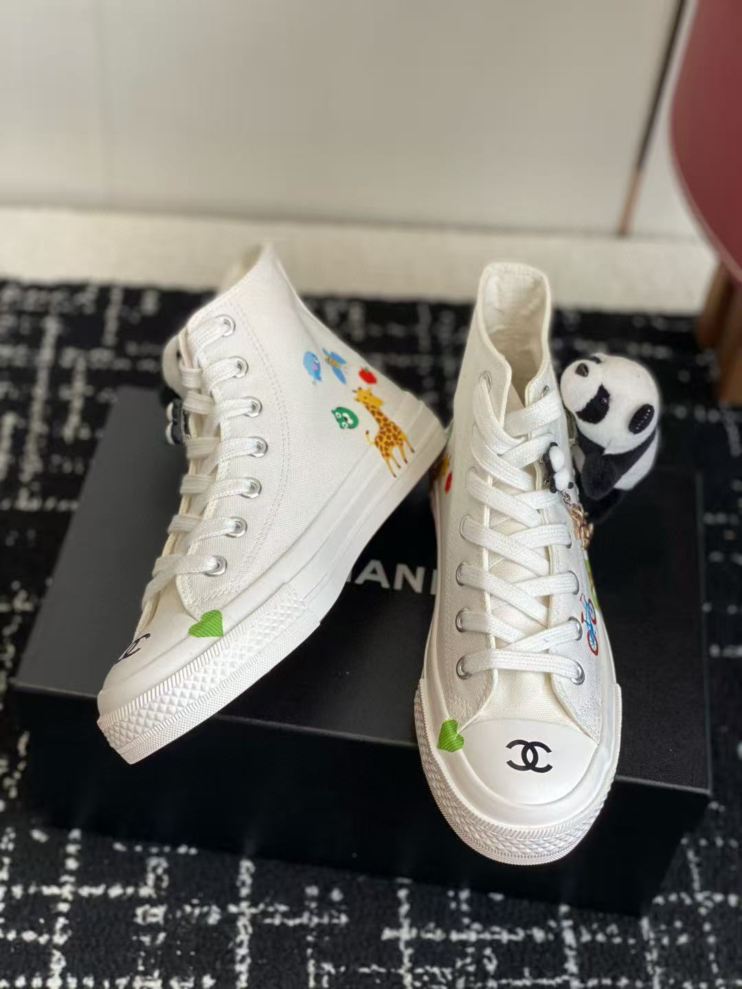 CHANE1 高品質チェーンキャンバスハイトップシューズ【50％割引+送料無料】