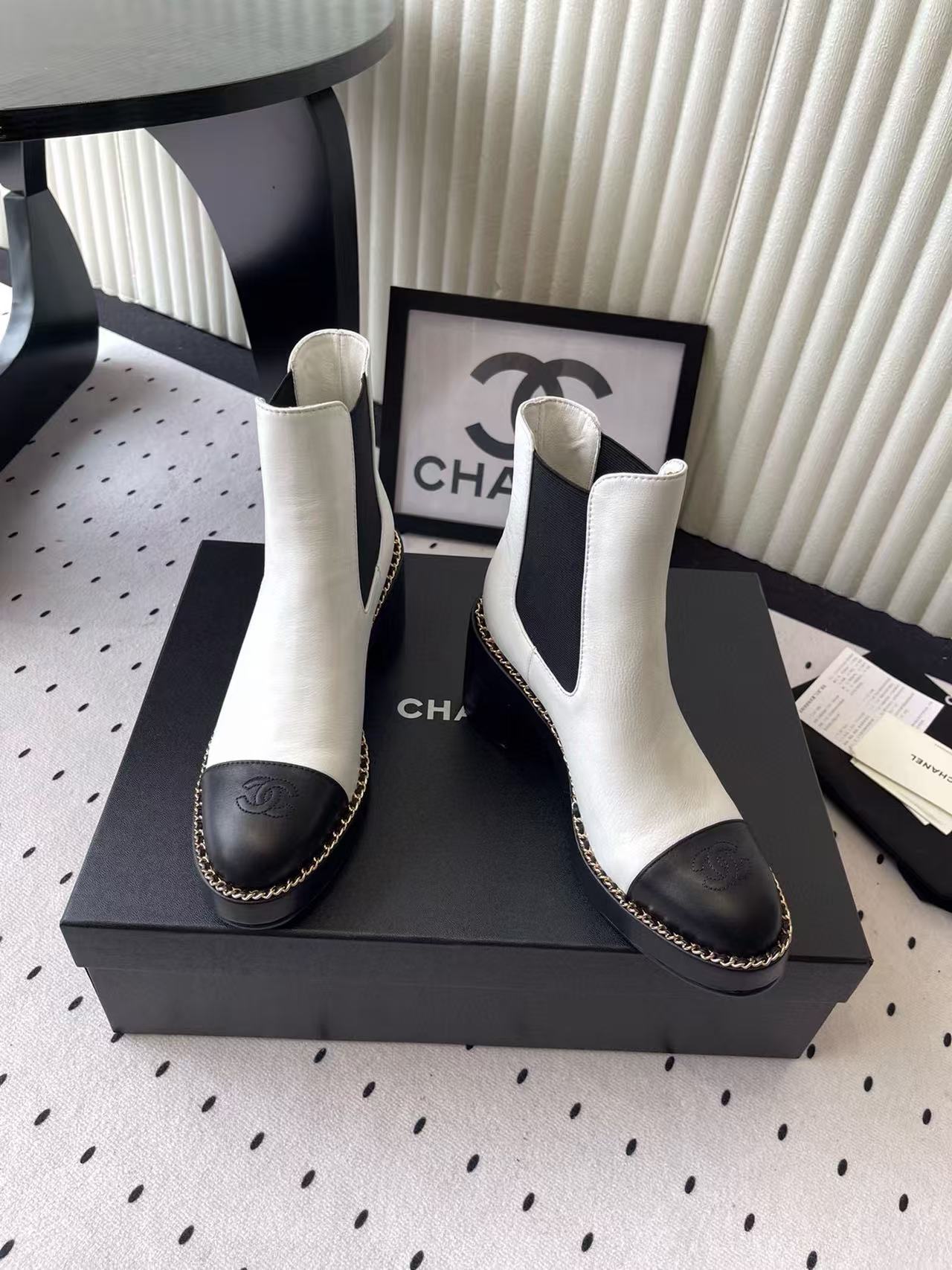 CHANE1 高品質チェーン厚底アンクルブーツ【50％割引+送料無料】