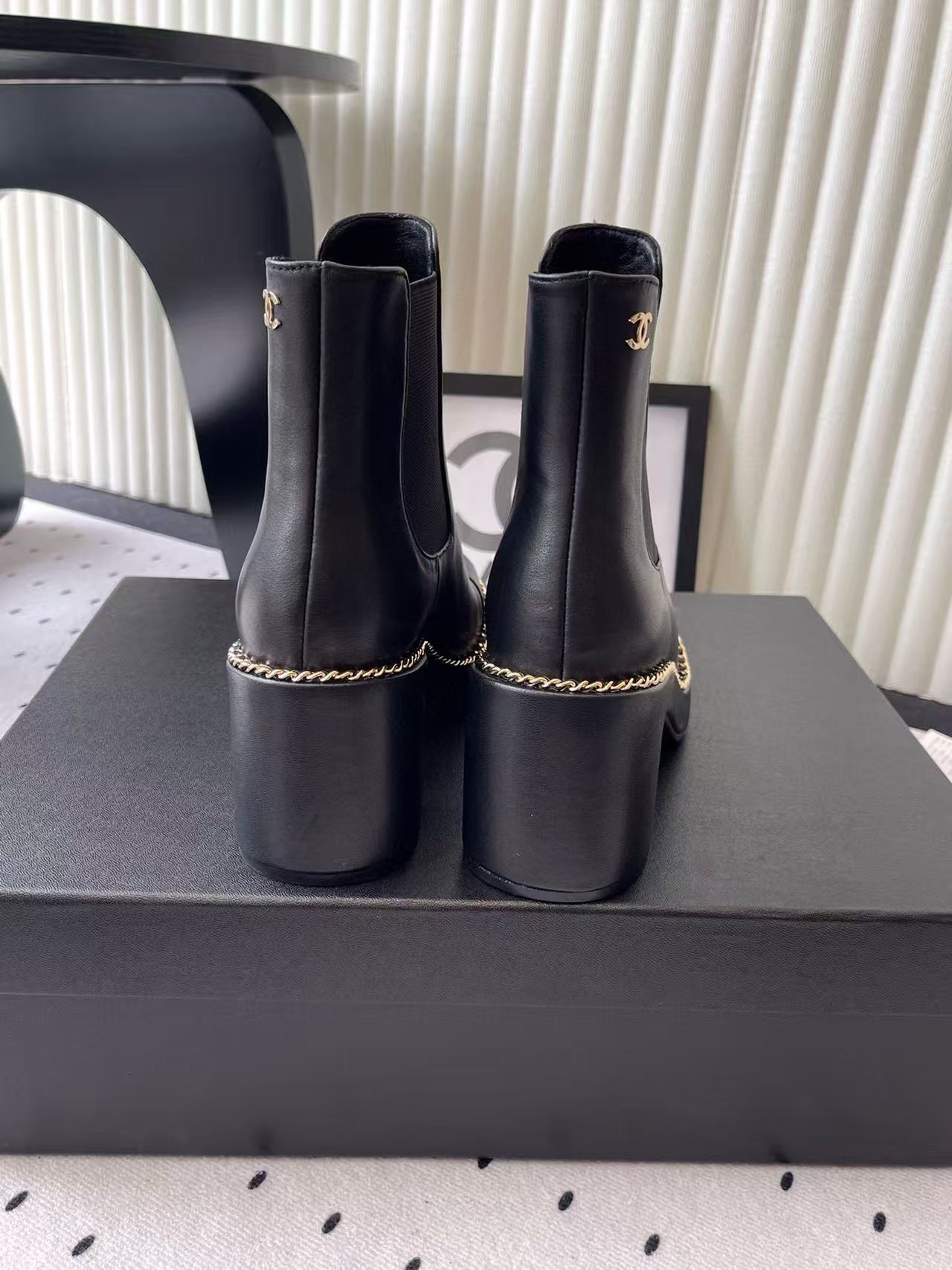 CHANE1 高品質チェーン厚底アンクルブーツ【50％割引+送料無料】