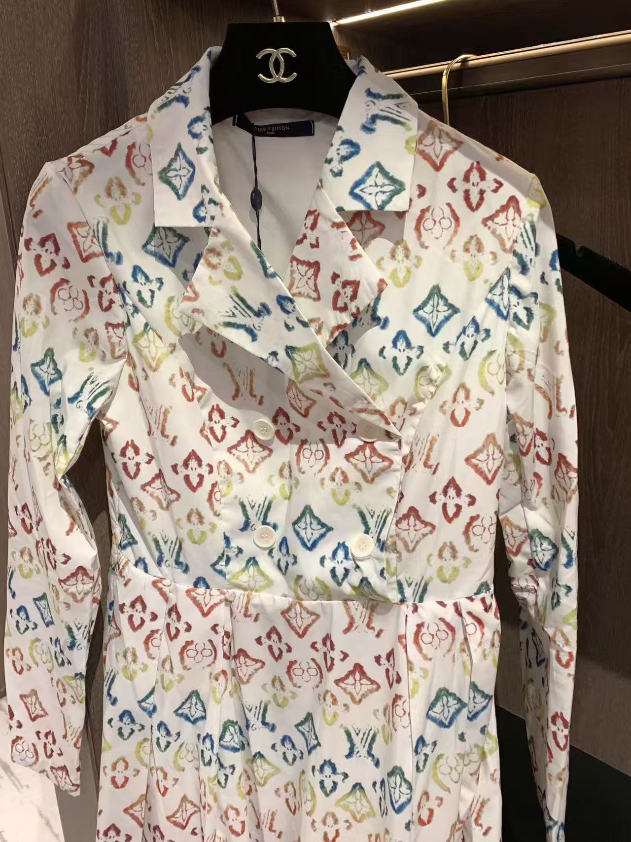 LVプリントの長袖ドレス【50％割引+送料無料】