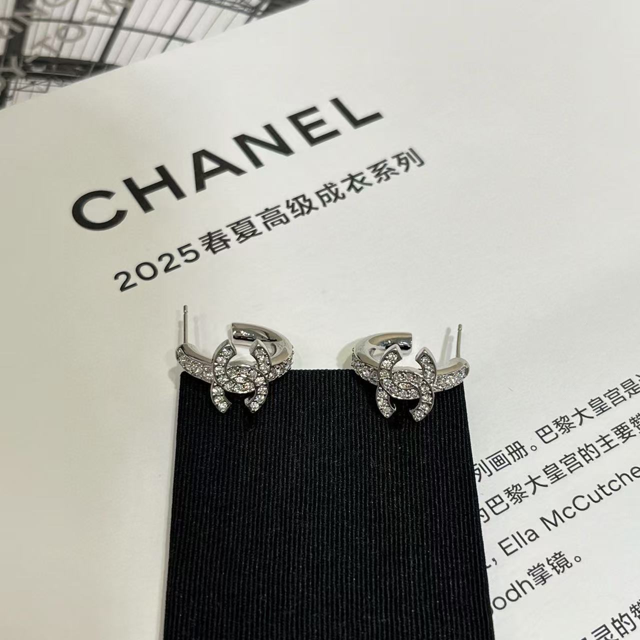 CHANE1 ダブルC ダイヤモンドイヤリング【50％割引+送料無料】