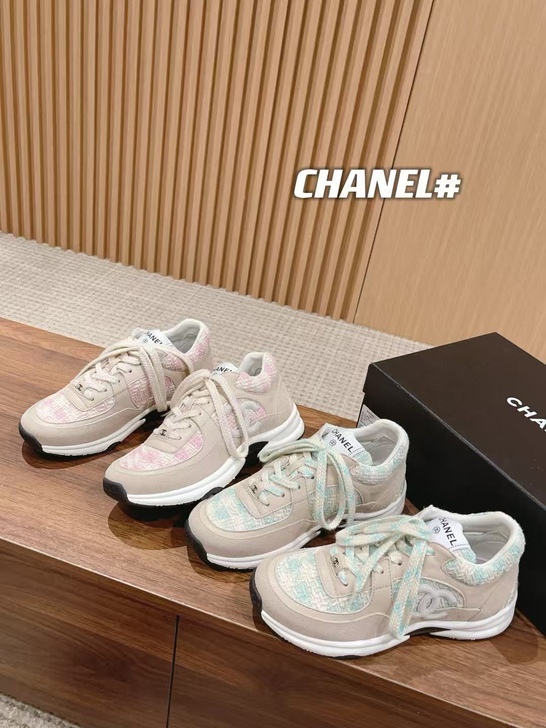 CHANE1 高品質ツイードスニーカー【50％割引+送料無料】