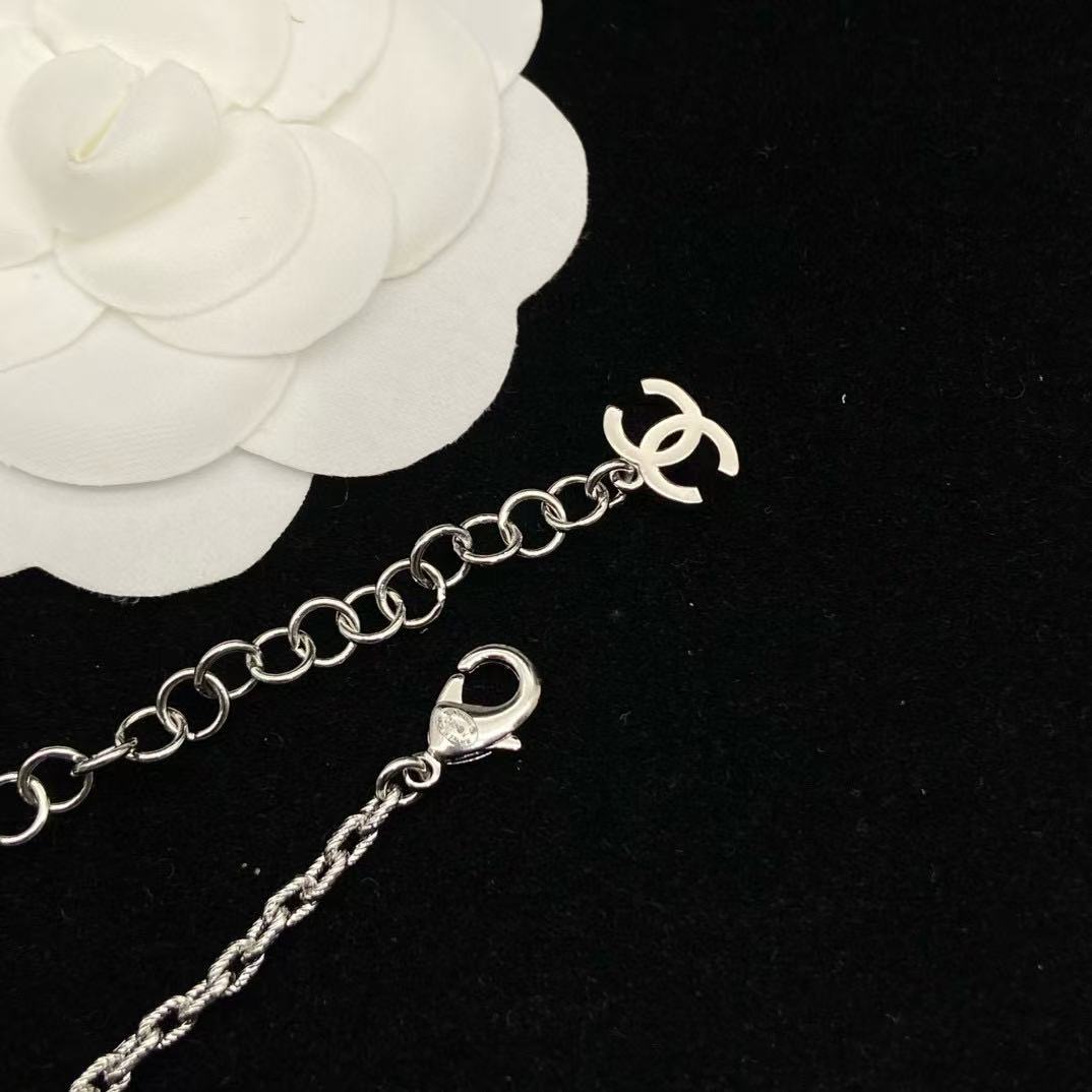 CHANE1 フルダイヤモンド ダブルC バードパールネックレス【50％割引+送料無料】