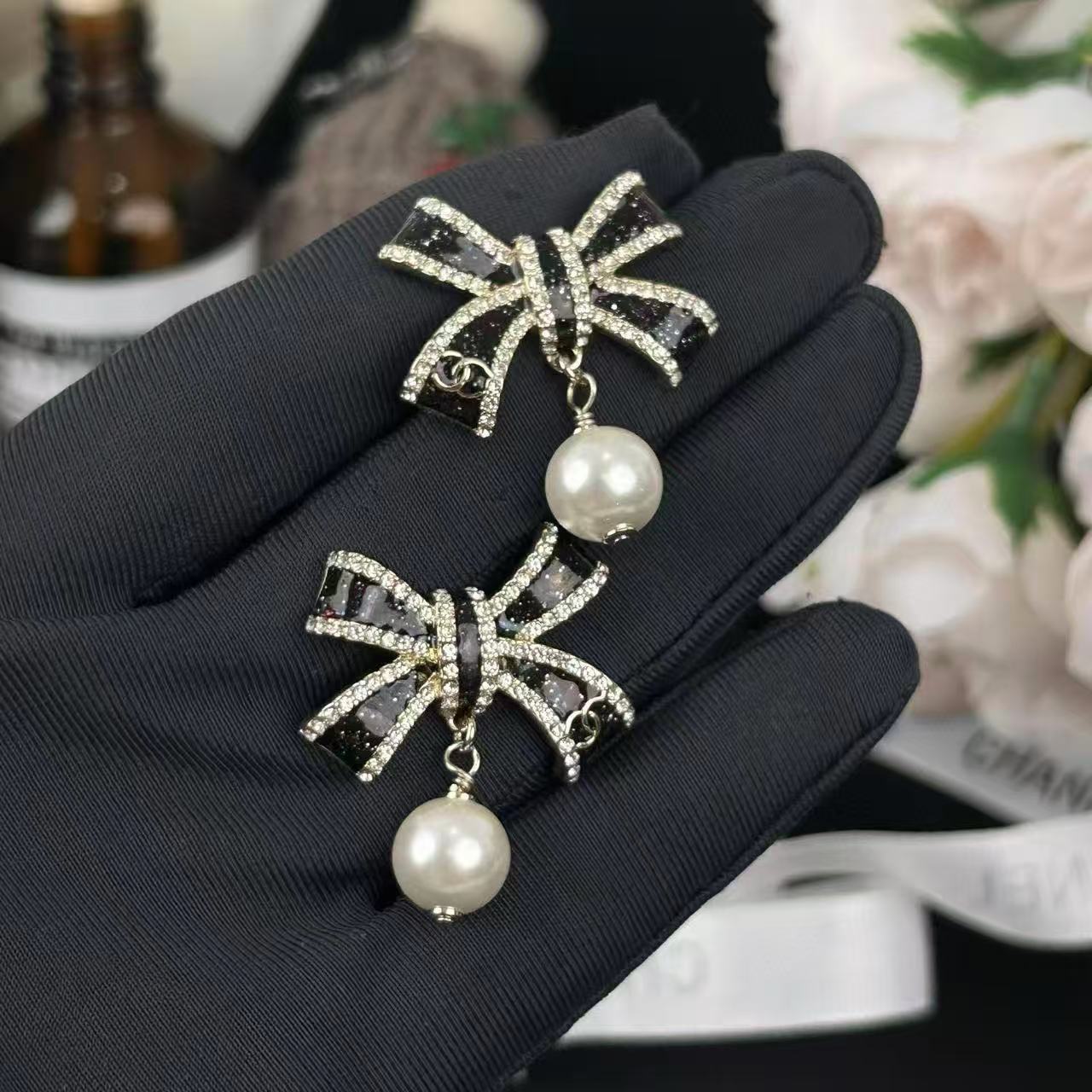 CHANE1 ボウパールイヤリング【50％割引+送料無料】