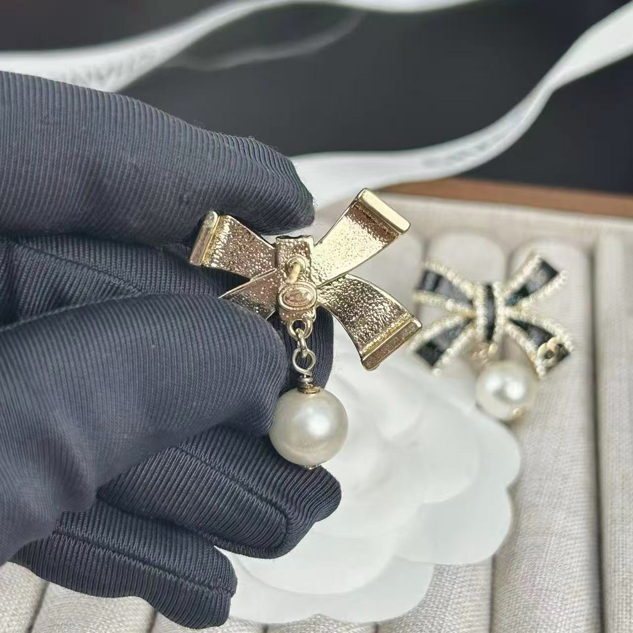 CHANE1 ボウパールイヤリング【50％割引+送料無料】