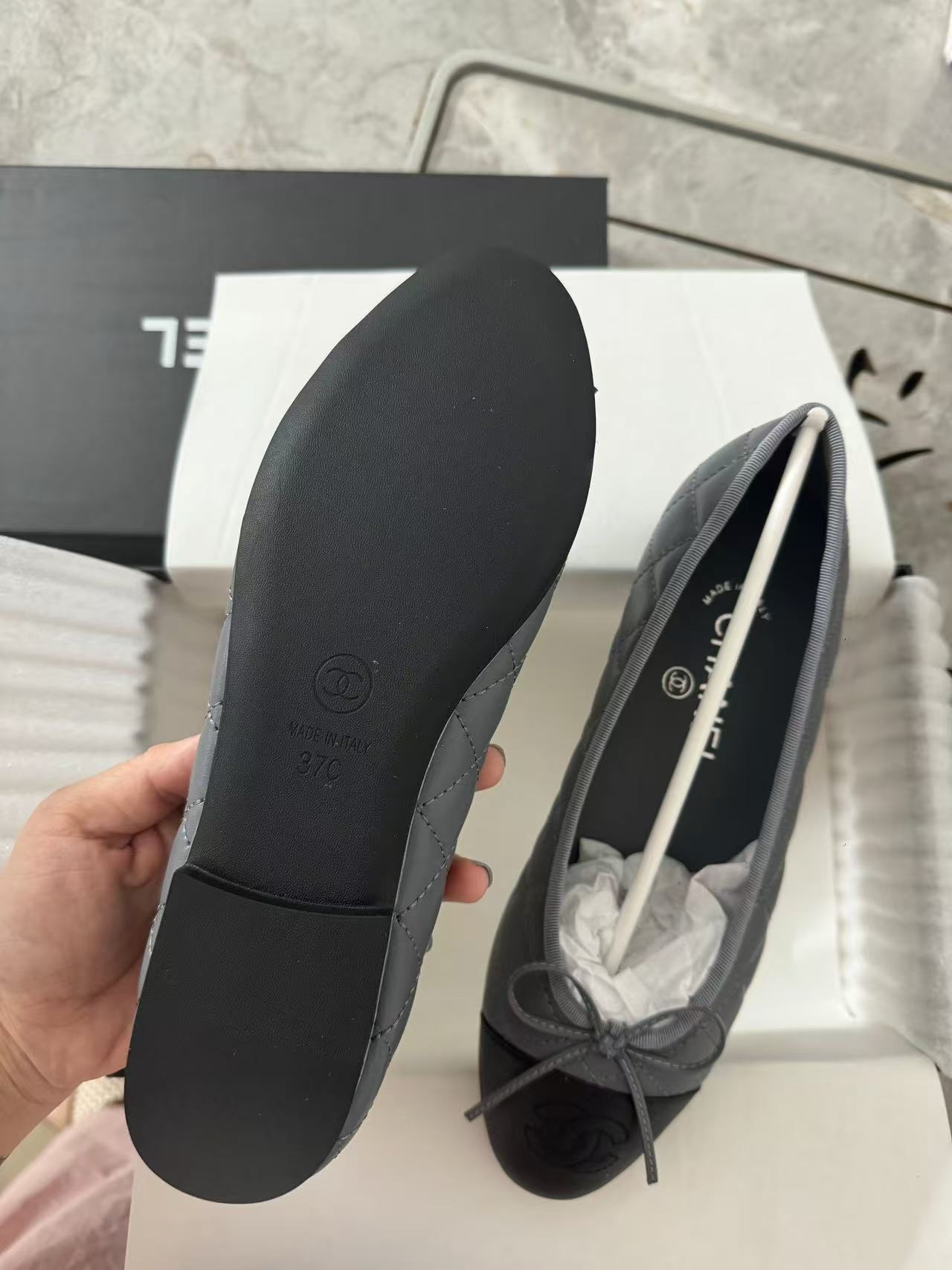 CHANE1 カラーブロック ボウフラットシューズ【50％割引+送料無料】