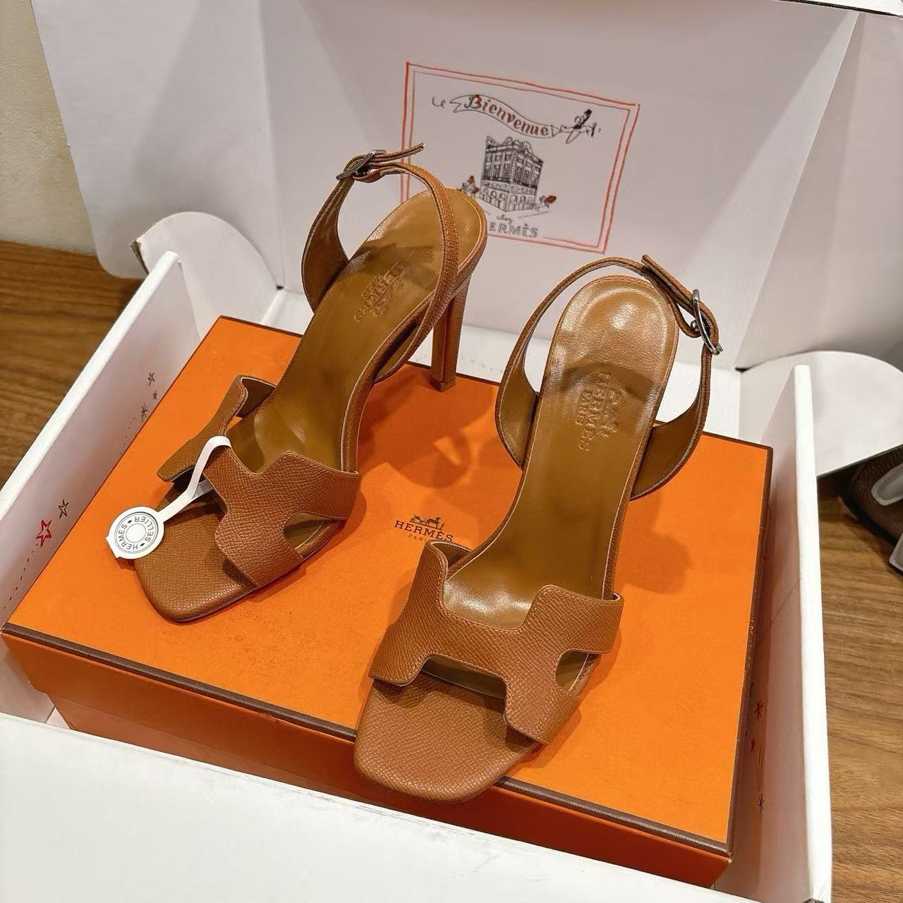 HERME5 高品質牛革ハイヒールサンダル【50％割引+送料無料】