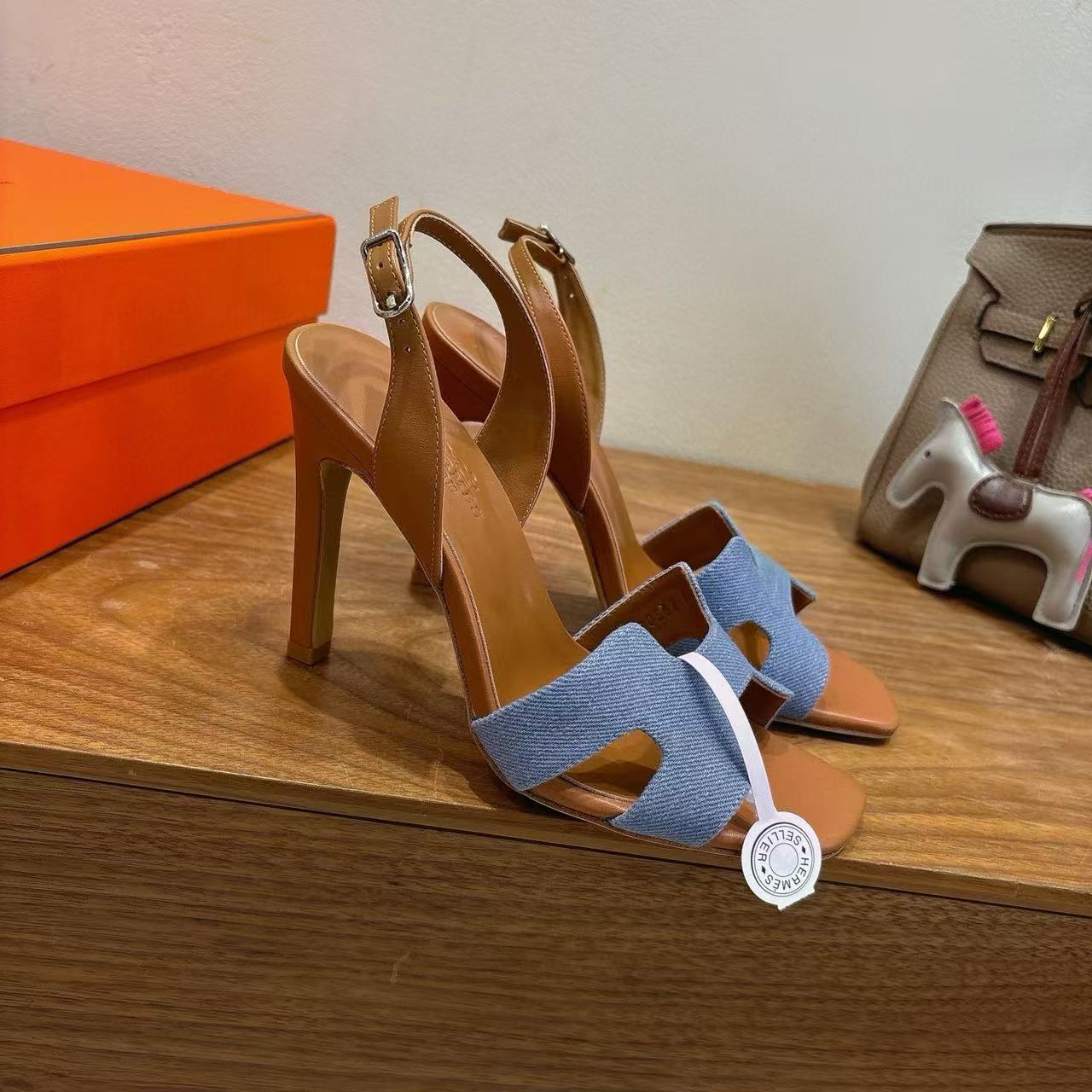 HERME5 高品質牛革ハイヒールサンダル【50％割引+送料無料】