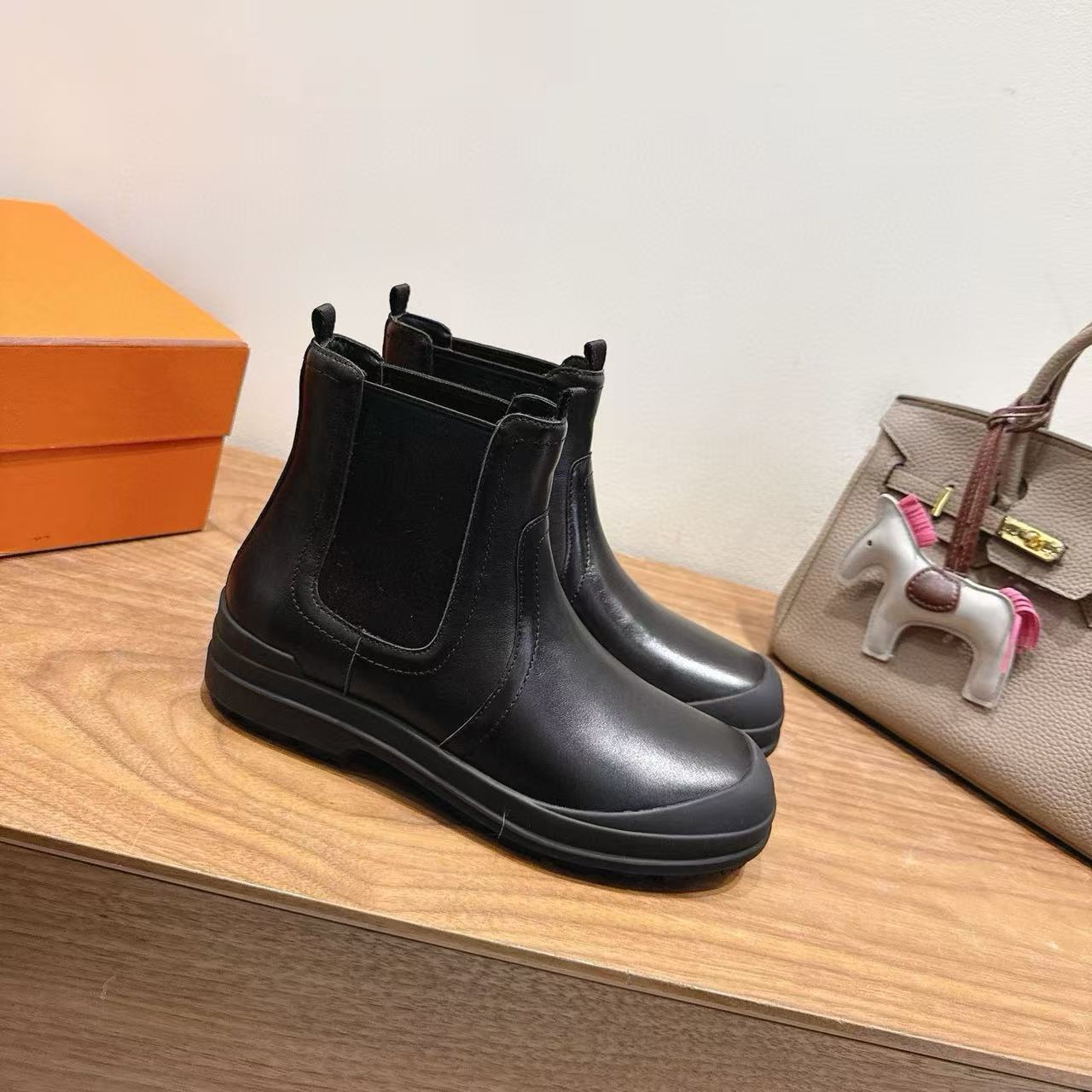 HERME5 高品質牛革アンクルブーツ【50％割引+送料無料】