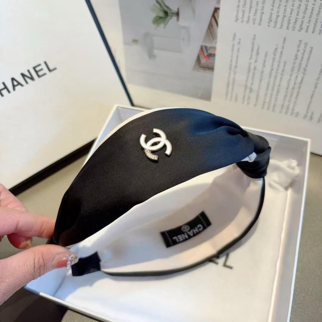 CHANE1 ブラック＆ホワイト ダブルCロゴ ヘッドバンド【50％割引+送料無料】