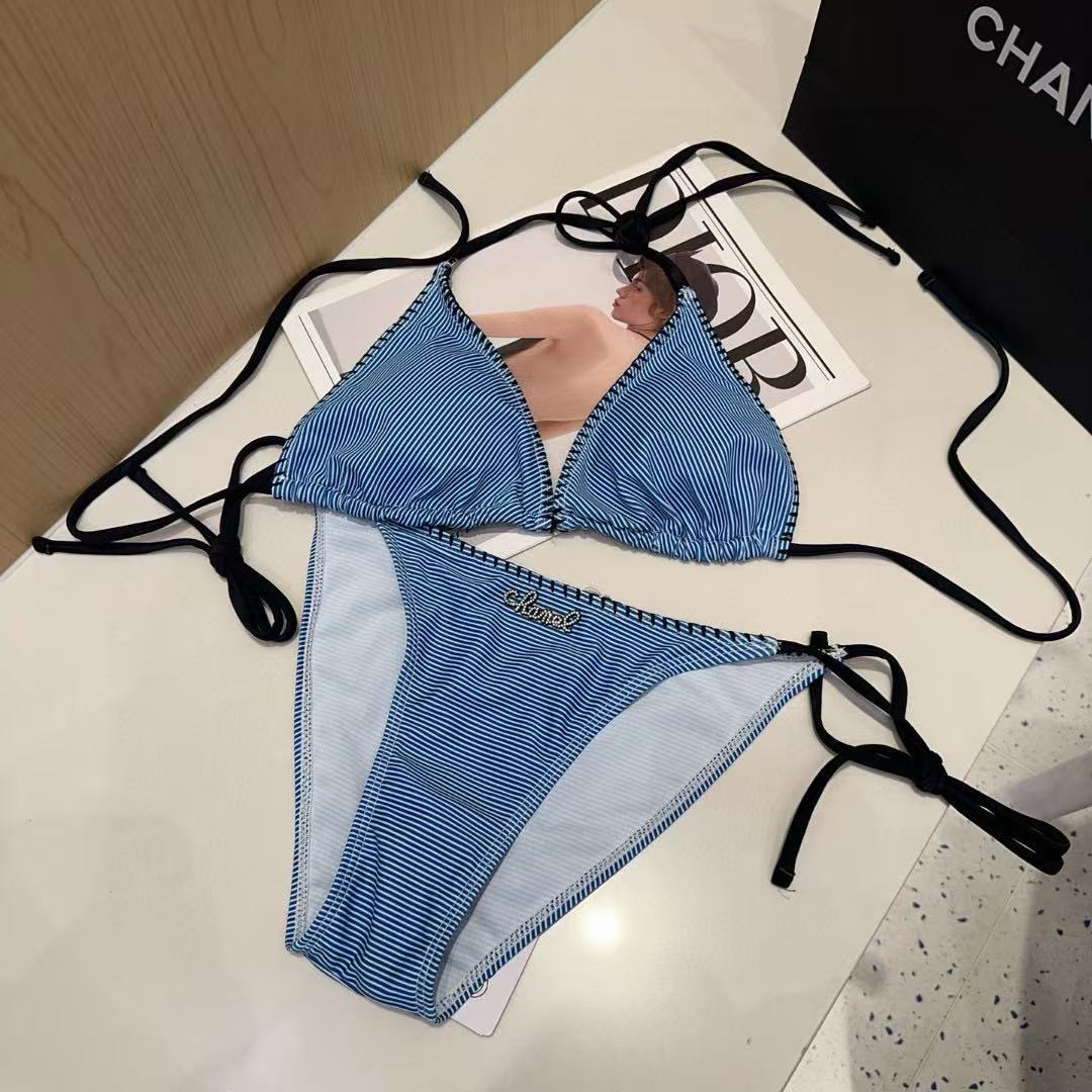 CHANE1 ストライプツーピース水着【50％割引+送料無料】