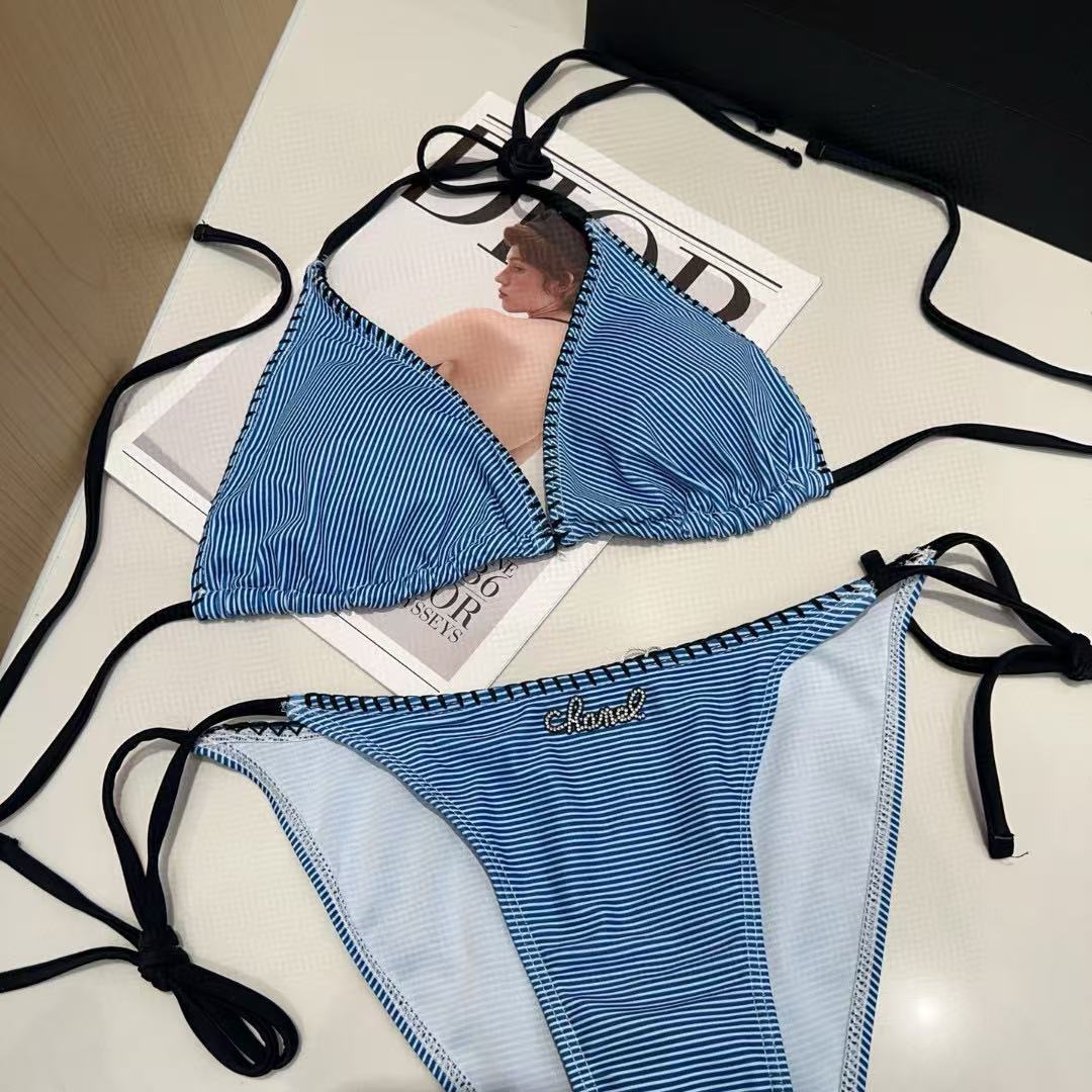 CHANE1 ストライプツーピース水着【50％割引+送料無料】