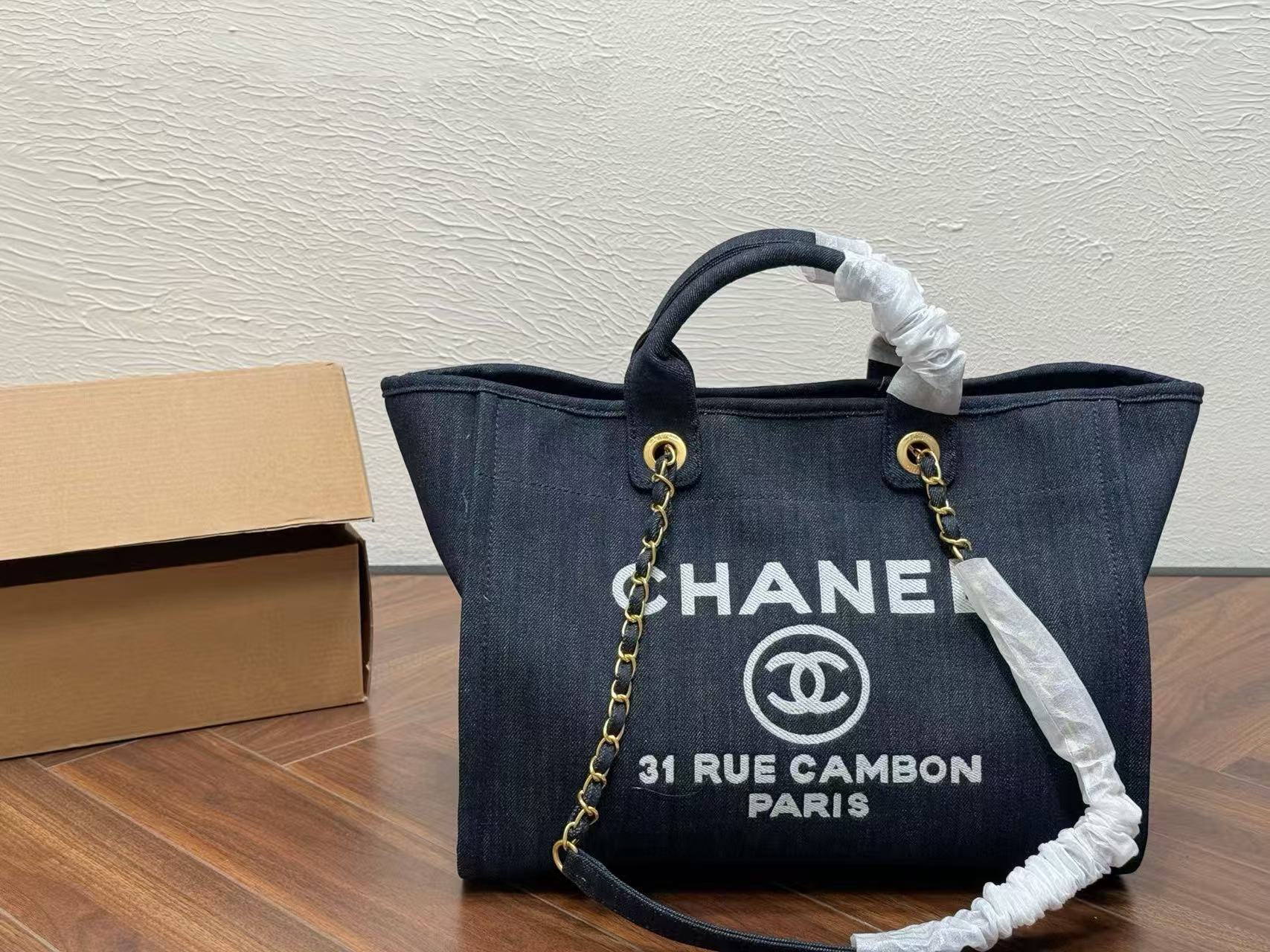 CHANE1チェーンデニムショッピングバッグ【50％割引+送料無料】