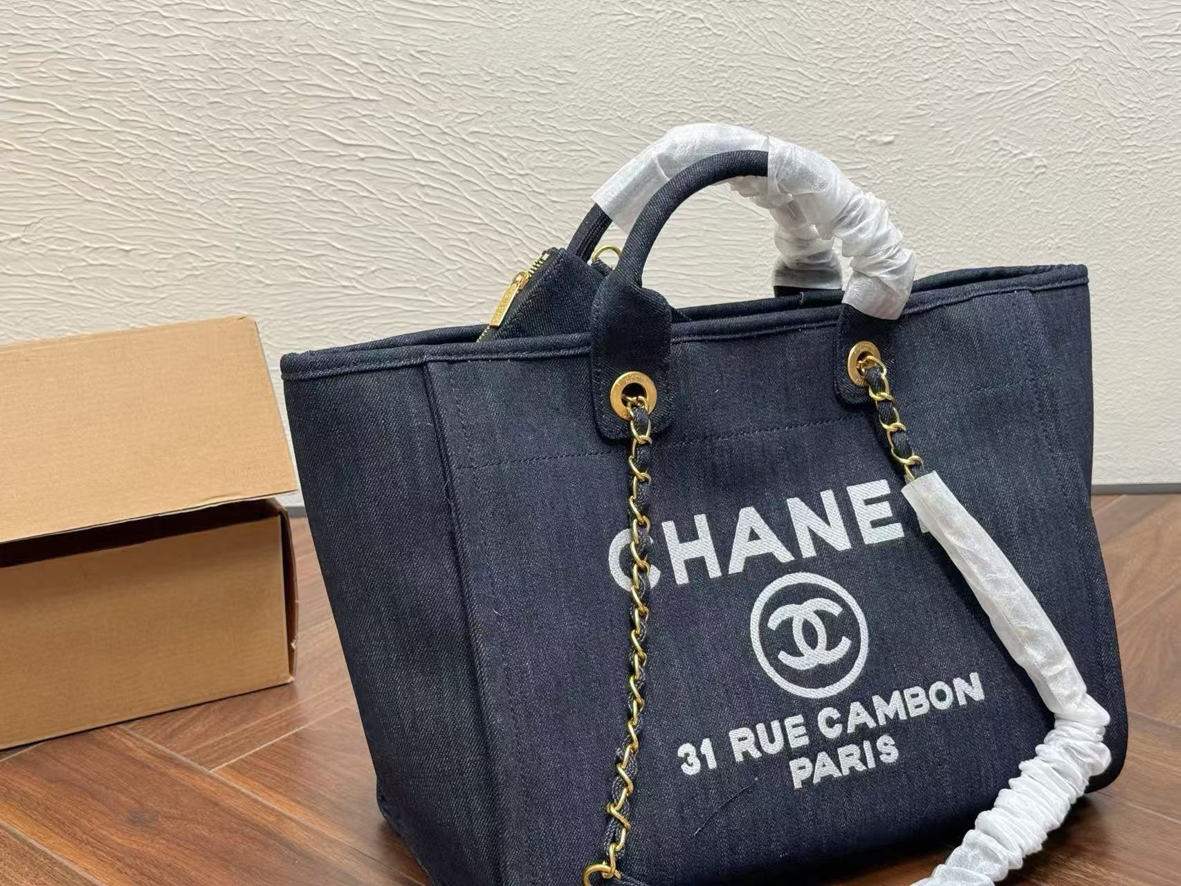 CHANE1チェーンデニムショッピングバッグ【50％割引+送料無料】