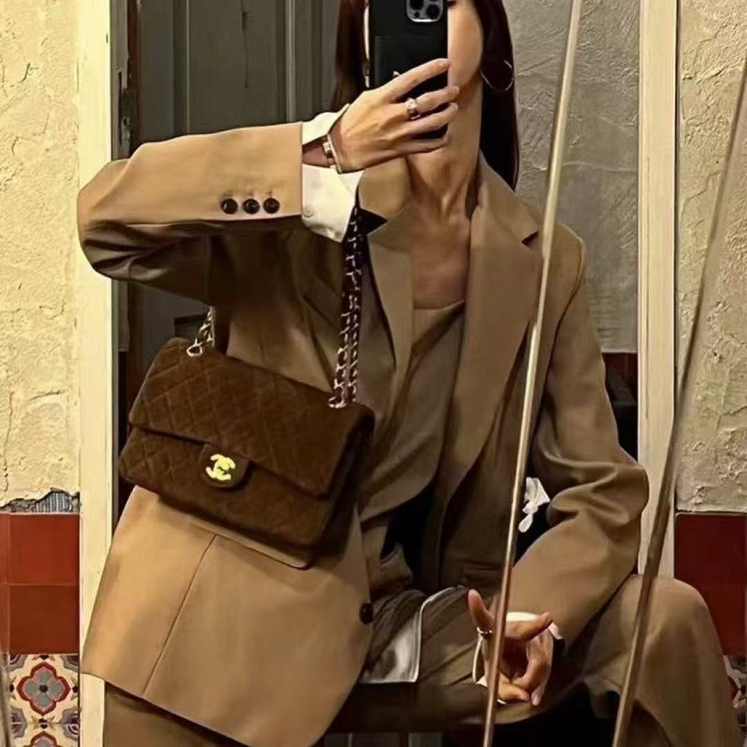 CHANE1 ディアスキンベルベットチェーンショルダーバッグ【50％割引+送料無料】