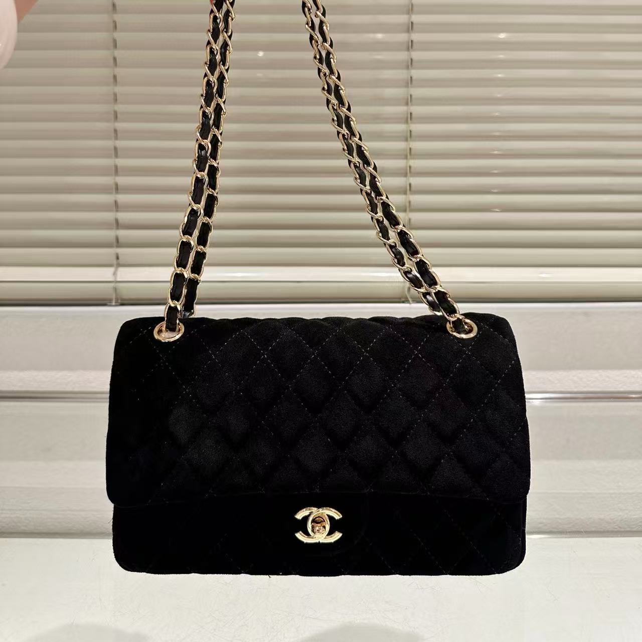 CHANE1 ディアスキンベルベットチェーンショルダーバッグ【50％割引+送料無料】