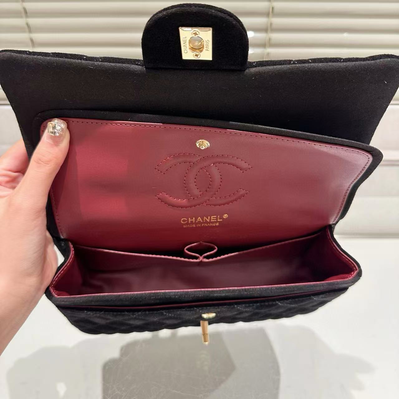 CHANE1 ディアスキンベルベットチェーンショルダーバッグ【50％割引+送料無料】