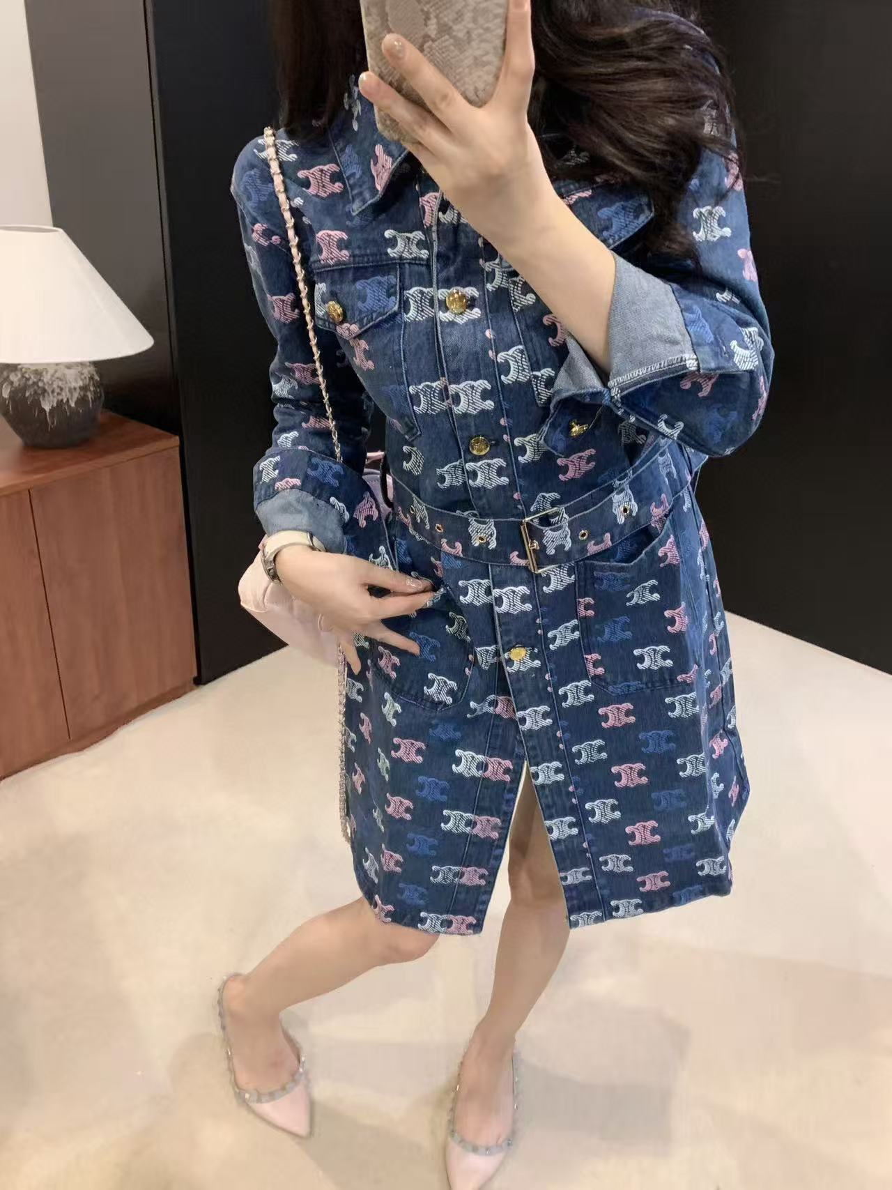 CEL1NE 凱旋門デニムプリントドレス【50％割引+送料無料】