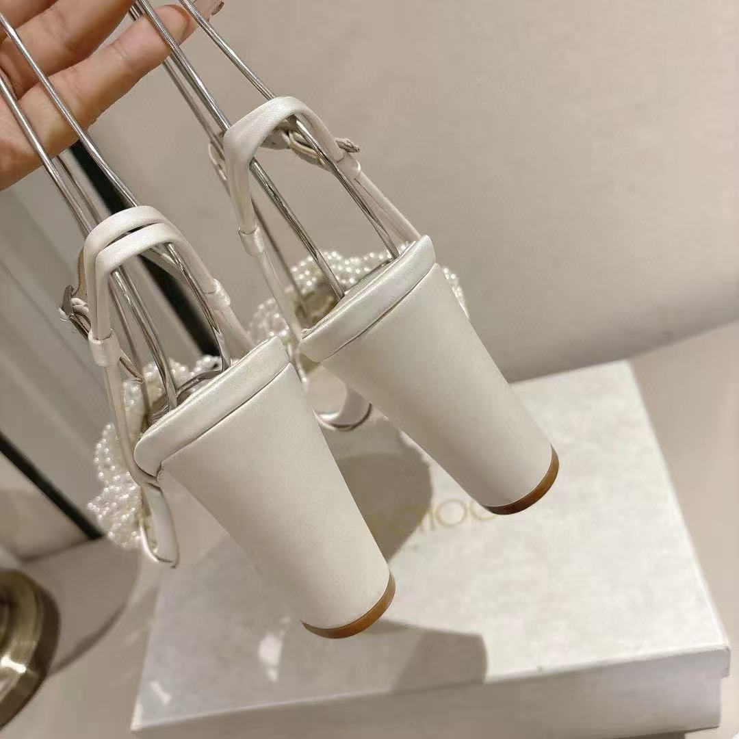 jimmycho0 高品質パールチャンキーヒールサンダル【50％割引+送料無料】