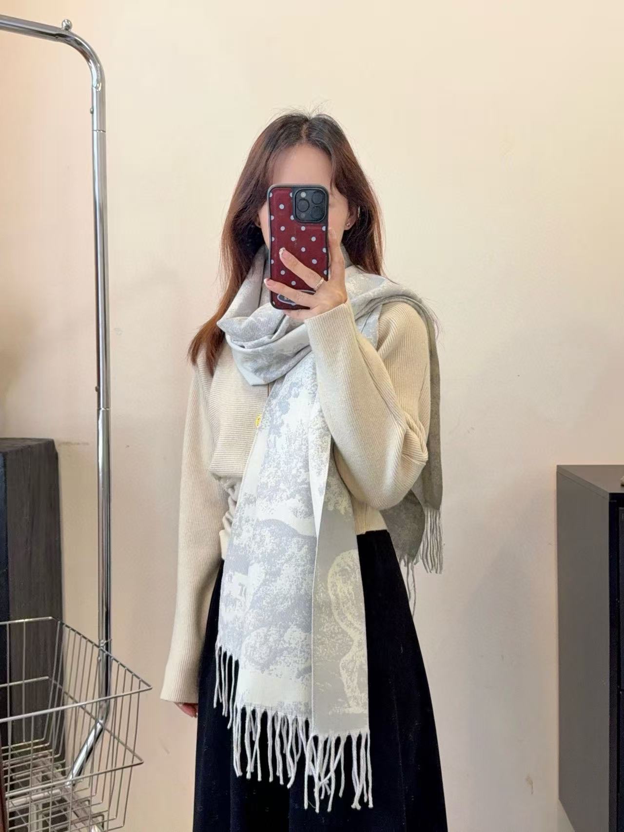 DI0R アニマルタッセル カシミアスカーフ【50％割引+送料無料】