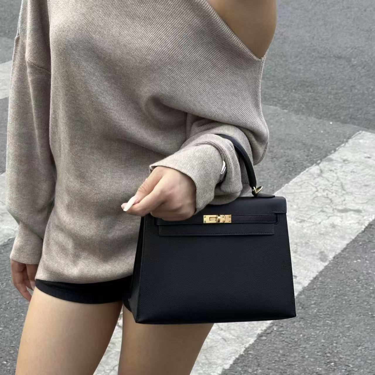 HERME5 Kelly牛革ハンドバッグ【50％割引+送料無料】