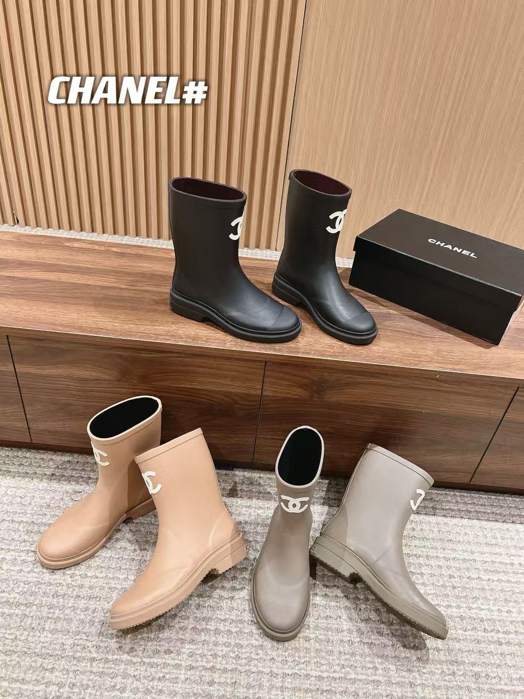 CHANE1 高品質ダブルCレインブーツ【50％割引+送料無料】