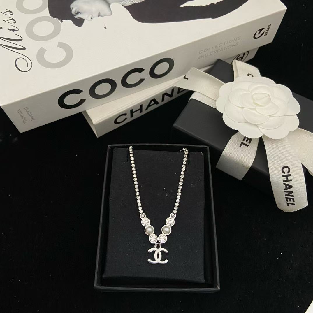 CHANE1 ダブルCパールネックレス【50％割引+送料無料】