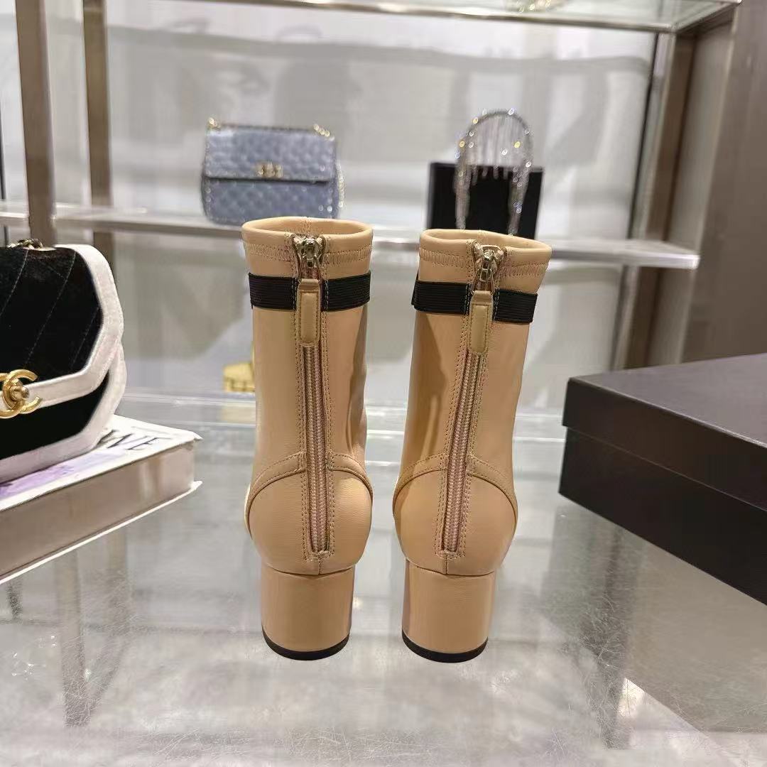 CHANE1 高品質シープスキンリボンローヒールアンクルブーツ【50％割引+送料無料】