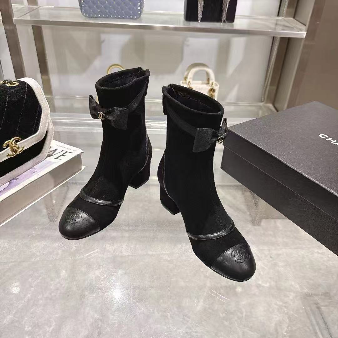 CHANE1 高品質シープスキンリボンローヒールアンクルブーツ【50％割引+送料無料】
