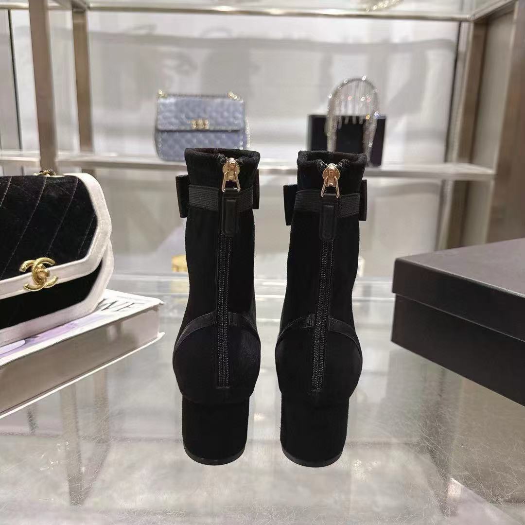 CHANE1 高品質シープスキンリボンローヒールアンクルブーツ【50％割引+送料無料】