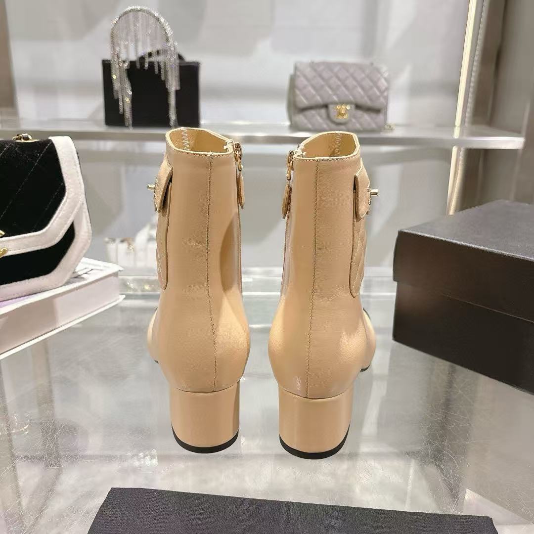 CHANE1 高品質チェック柄シープスキンアンクルブーツ【50％割引+送料無料】