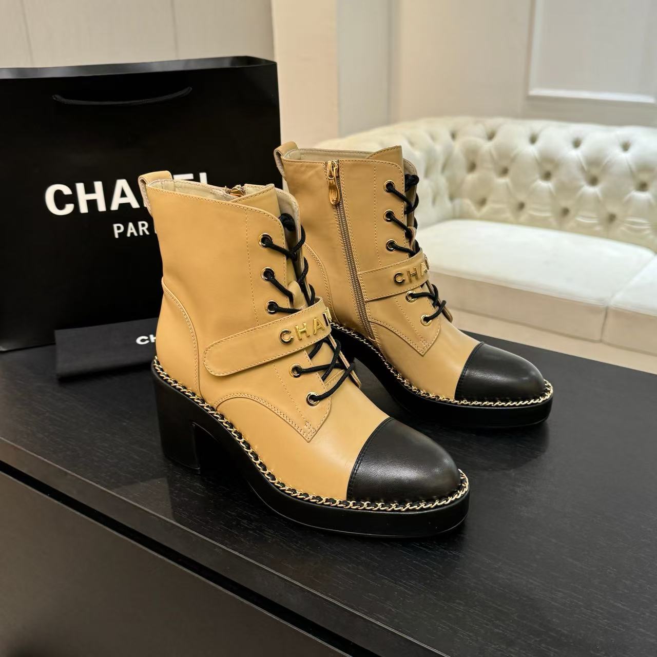 CHANE1 高品質秋冬用レースアップアンクルブーツ【50％割引+送料無料】