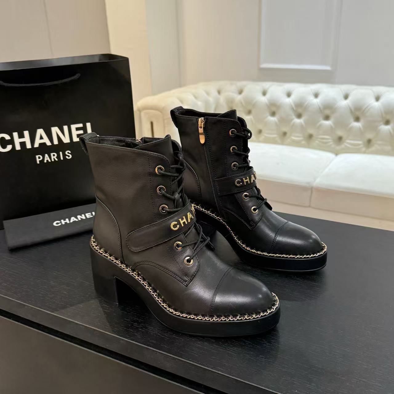 CHANE1 高品質秋冬用レースアップアンクルブーツ【50％割引+送料無料】